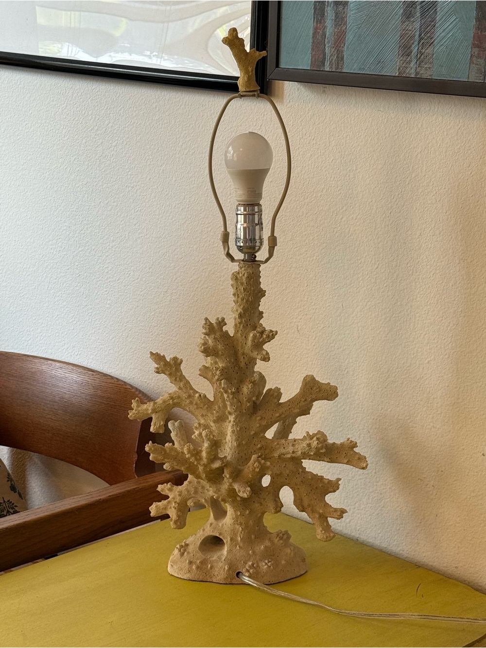 Coastal Coral Table Lamp NO SHADE, 27” Beach House Nautical nature beige